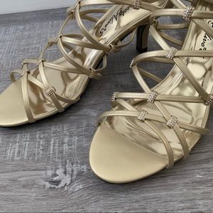 Gold Rhinestone Dance Evening Heels